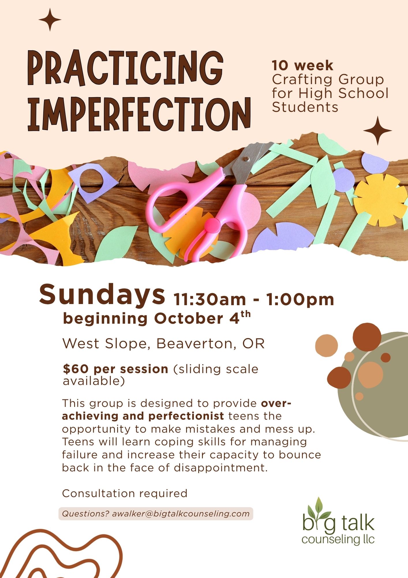 Practicing Imperfection Crafting Group Flyer