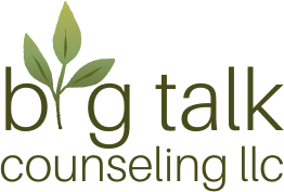 Big Talk Counseling LLC logo featuring green leaves